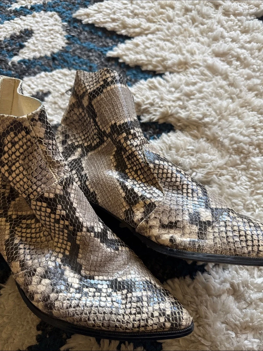 Steve Madden Snake-Print Ankle Boots - Beige/Black